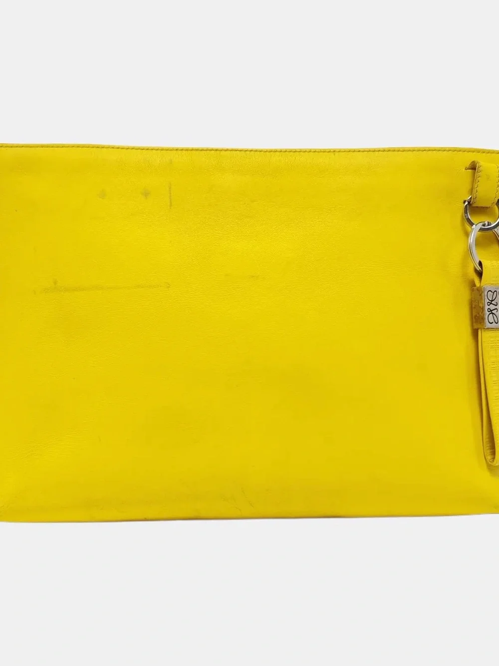 Loewe Pouch Yellow Leather Clutch with Red Floral Graphic